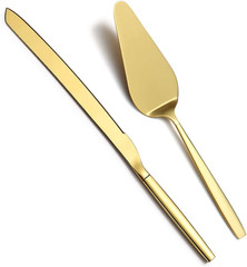 Gold Cake Pie Pastry Servers,Stainless Steel Serving Set,Cake Knife and Server S
