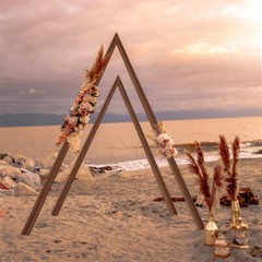 2pcs Wedding Archway Curtain Backdrop Stand Triangle Events Frame Easy Assembly
