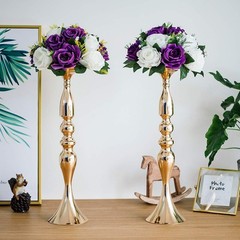 Sziqiqi Metallic Vase Centerpiece Stands for Wedding Table 20in-10pcs, Gold