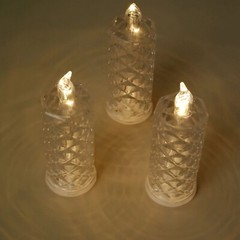 3 Warm White 6″ Battery Operated Rose Halo Light Pillar LED CANDLES Party Events
