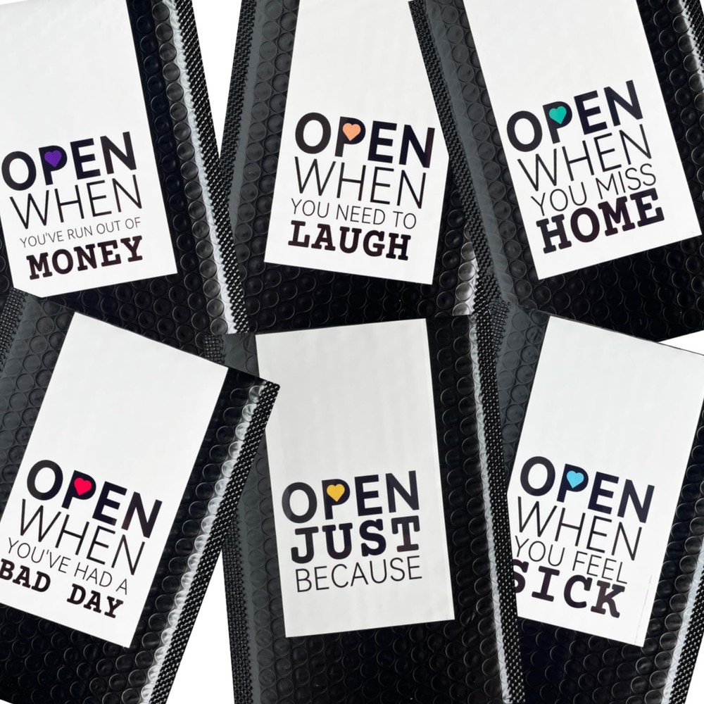 Open When Envelopes for College Student, 5.5 inches x 8 inches, Black