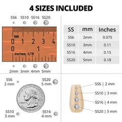 30200Pcs Silver Clear Rhinestones for Bedazzling, Mixed Sizes 2,3,4,5mm Flatb…