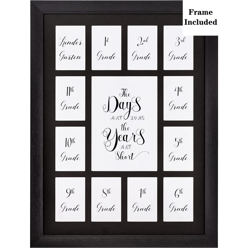 School Year Picture Frame K-12 Collage Photo Graduation Black Solid Wood Fram…