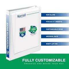 0.5 Inch 3 Ring Binder, Economy Round Ring, Clear View 4-Pack White 0.5-Inch