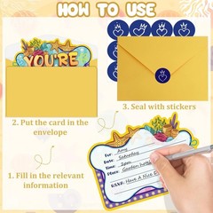 20Pcs Yellow Birthday Invitations- Yellow Invitations for Boys, Cartoon Greet…