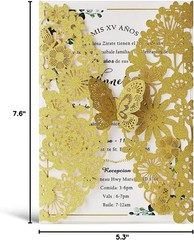 Elegant Gold Glitter Butterfly Wedding Invite Set – 50 Count
