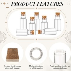 Bokon 50 Packs Mini Plastic Bottles with Corks Stoppers 1 x 2.28 Inch, Clear