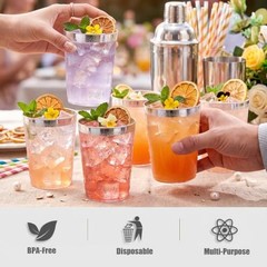 200 Pack Silver Plastic Cups 10 Oz Clear Rimmed B Silver