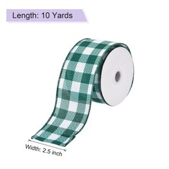 Plaid Check Ribbon, 2.5 Inch x 10 Yards Gingham Ribbon, Brown Green