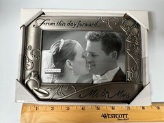 Malden Mr & Mrs Picture Frame Brushed Metal 4×6 Photo Wedding Shower Present