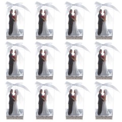 Mega Favors – Keepsake Wedding Couple Facing Each Other Poly Resin, 12PCS