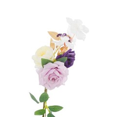 10Pcs DIY Wedding Chair Flowers Purple Green Faux Floral Decor for Ceremony