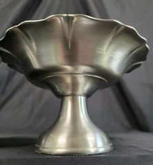 Martha Stewart Satin Pewter Pillar Candle Stands Set of 2 Fluted Pedestal Metal
