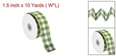 Plaid Check Ribbon, 1.5 Inch x 10 Yards Gingham Ribbon, Moss Green