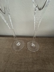 Vintage BRIDE and GROOM champagne wedding Flutes