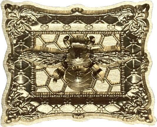 3D Bee on Honeycomb in Intricate Rectangle Frame Wax Seal Stamp head