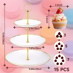 Elegant 3-Tier Cupcake Stand with Gold Edges for Stunning Dessert Displays