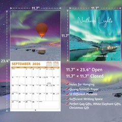 2026 Calendar, 2026 Wall Calendar, Northern Lights Calendar 2026 from Jan 202…
