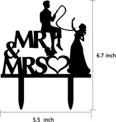 Groom Fishing Bride Cake Topper, Funny Wedding Cake Decor, Mr and Mrs Cake Toppe
