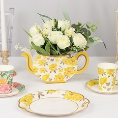 6 ASSORTED Paper Teapot Favor BOXES Vintage Floral Design Party Event Decoration