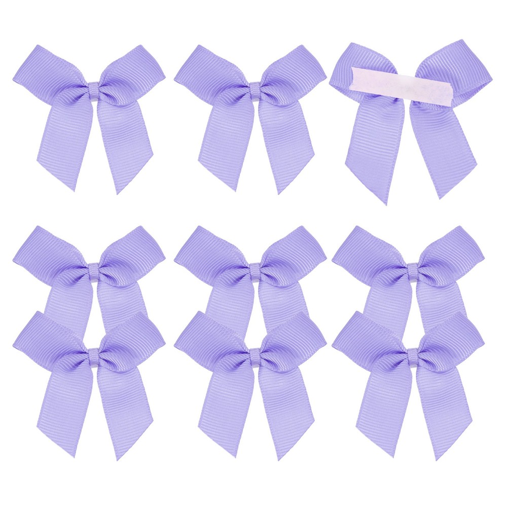 12Pcs Mini Grosgrain Ribbon Bow 2″ Self Adhesive Flower Bows Purple