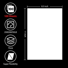 OcePor 100 Sheets White Cardstock 8.5” x 11”, 8.5×11, White-100Sheets