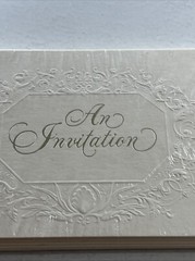 BRIDAL WEDDING SHOWER PARTY INVITATION Embossed Ambassador Hallmark Vintage Gold