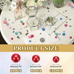 200 Pcs Pearl Bead for Vase Filler 20/14/10mm Floating Beads Red