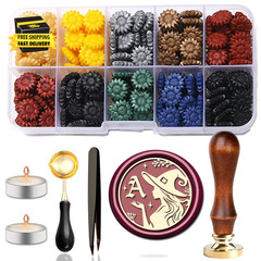 Wax Seal Stamp Kit, Witch Initial Letter a with 10 Colors Sealing Wax Beads, Com