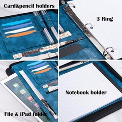 Calfinder Embossed Portfolio Binder 3 Ring,Leather Portfolio for Men,Padfolio…