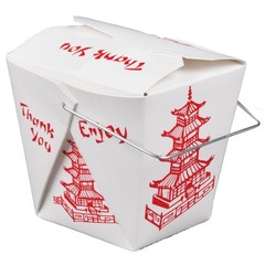 Combo – Pack of 25 Chinese Take Out Boxes Pagoda 50 Piece Set, White and Red