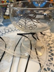 Bride & Groom Wedding Toast Laced Goblets With Wedding Bells AvaC1