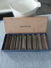 Vintage Crystal Place Card Holders Set of 8 in Original Box. See photos