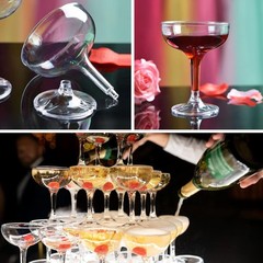 50 Pcs Plastic Champagne Coupe Glasses for Parties, 5 oz 50 Pack, Clear