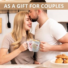 Wedding Gifts 12.8 oz Mr and Mrs Mugs Ceramic Coffee Cups Engagement Gifts