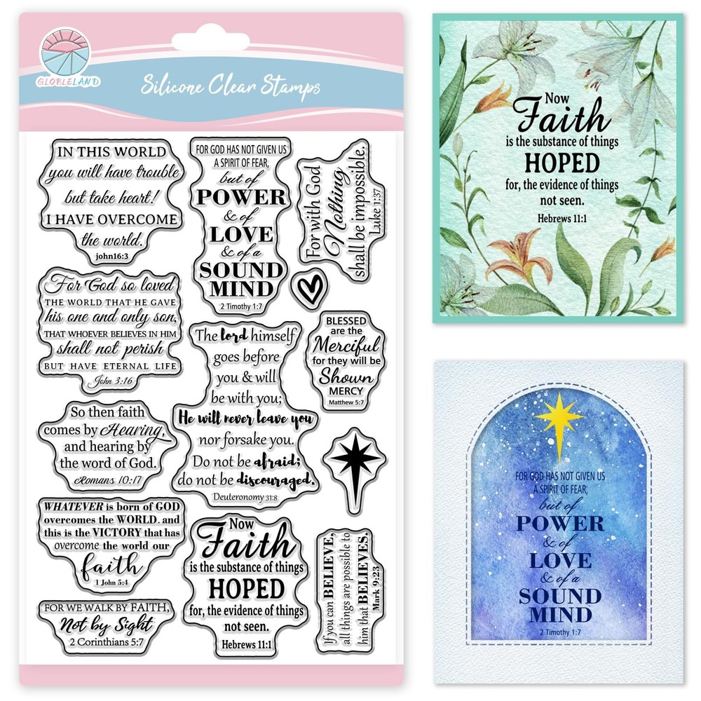 GLOBLELAND Christian Bible Clear Stamps for Card Making Religious Inspiration…