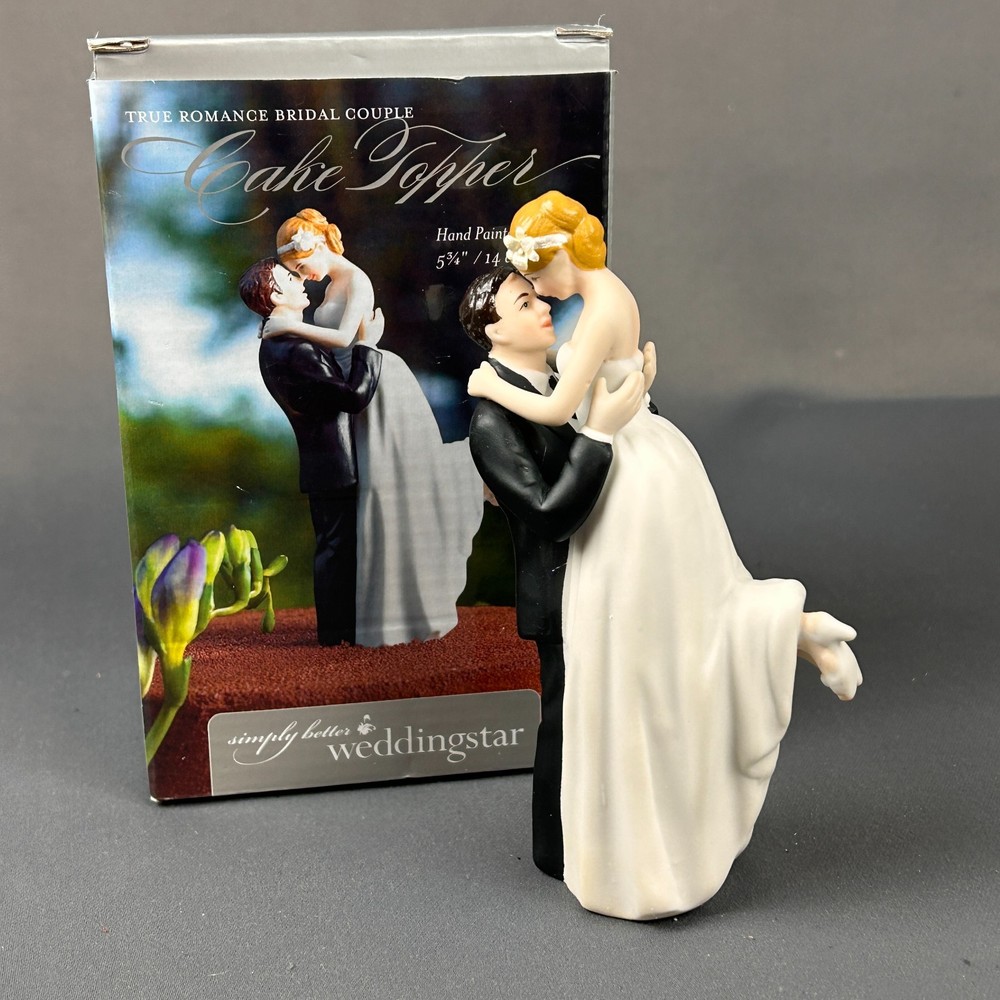 Weddingstar Romance Bridal Couple 9013 Cake Topper White Couple 5.75″ Tall