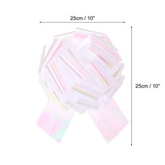 2Pcs 10 Inch Metallic Large Pull Bow Gift Wrapping Bows Ribbon Colorful White