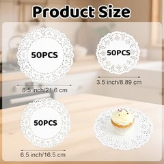 150Pcs Paper Doilies, Round Paper Doilies for Wedding Birthday Cake Dessert