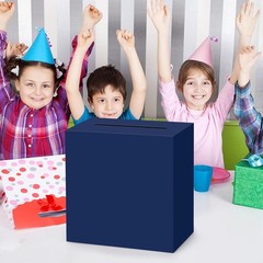 Navy Blue Card Box 9x9x5 Inch for Weddings & Events, Foldable Cardholder
