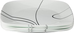 Square Simple Lines Dinner Plate Set 6 Pack