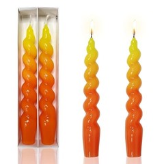 Colorful Candlestick Spiral Taper Candle, 7.2inches Handcrafted 7INCH YELORG