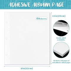VOKOY 60 Sheets/120 Pages Photo Album Pages for 3 Ring Binder, Self Adhesive …