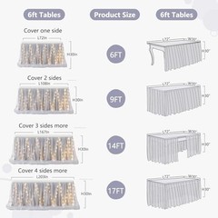 Gray Tulle Tutu Table Skirt for Rectangle Tables or 9ft, 108IN(L) X30in(H) Grey