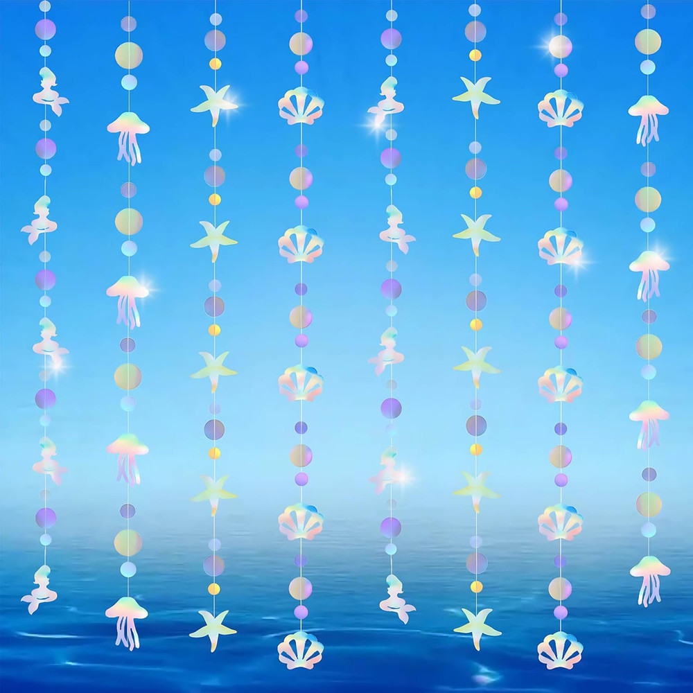 52FT Iridescent Streamer-The Sea Party Garland Hanging Decorations-Shiny Seajell