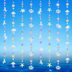 52FT Iridescent Streamer-The Sea Party Garland Hanging Decorations-Shiny Seajell