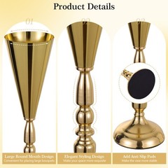 4/6/10x Gold Vase Metal Wedding Tabletop Centerpiece for Artificial Flower Decor
