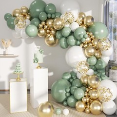 Sage Green White Gold Balloon Garland Arch Kit, 146Pcs Latex Balloons Differe…