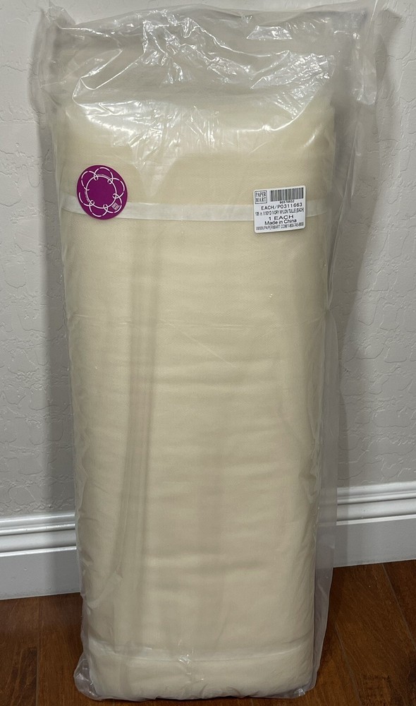 Paper Mart Ivory Tulle 108″x 50 yds Nylon Bolt Bridal Wedding Tutu Sewing