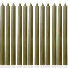Olive Taper Candles Tall Tapered Candlesticks Set of 12 ribbed-10.6″olive